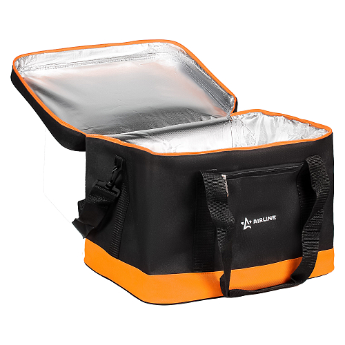 Сумка-холодильник (термосумка) 50 л, 34*42*36 см, цвет черный/оранжевый