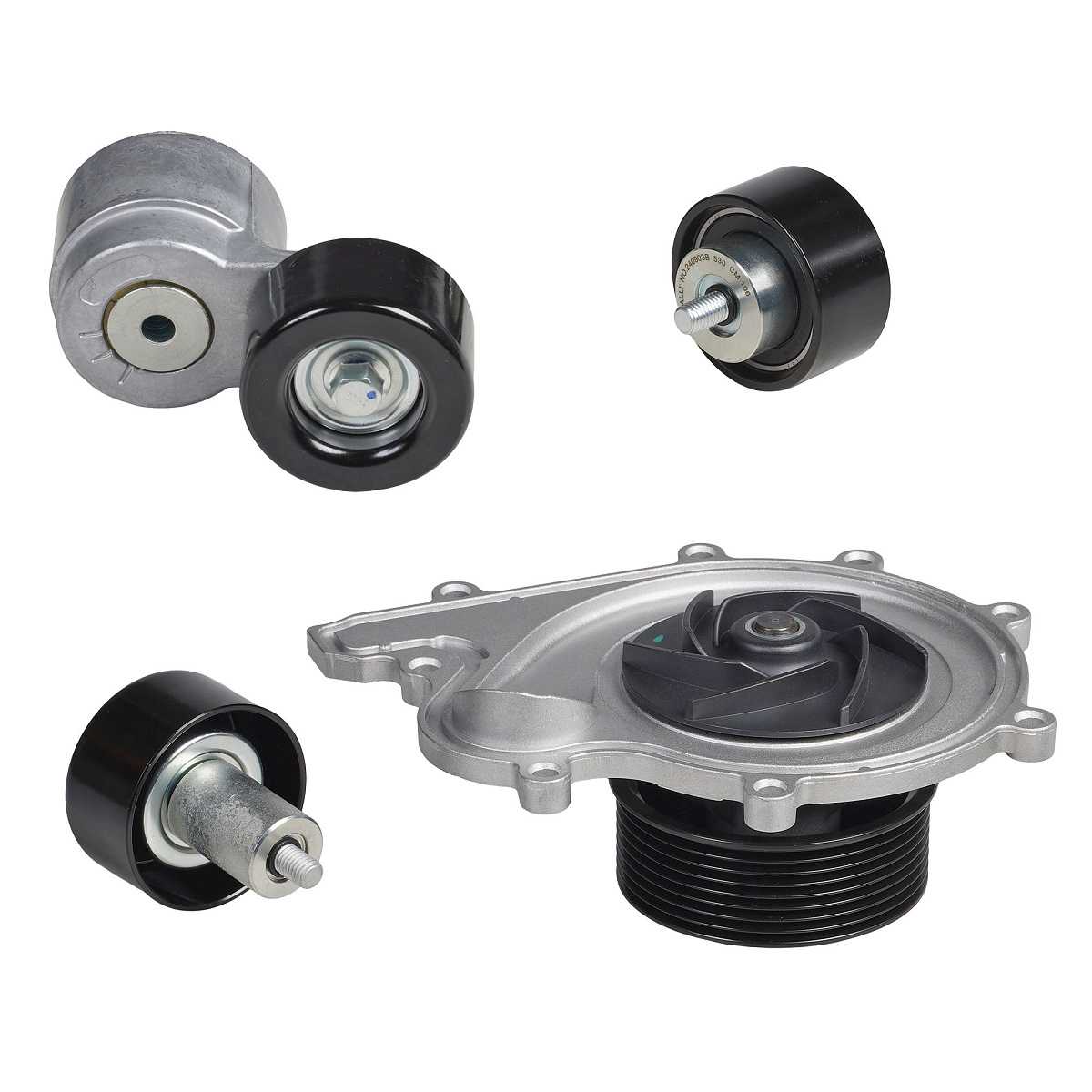 Насос водяной для автомобилей ГАЗель Next ISF2.8E4 (кмпл с ремнем 8PK2166+натяжCM0354+2рол)