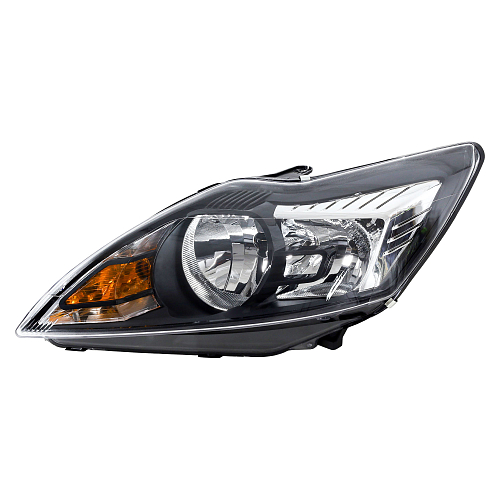 Фара для автомобилей Ford Focus II (05-) (головного света) рестайлинг, галоген, электрический корректор., цвет рамы: черный, левая