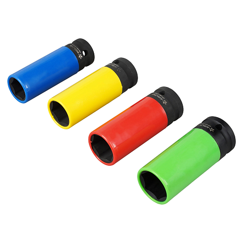 Набор головок ударных для колёсных дисков 1/2"DR шестигранных удлинённых 4 пр. (17,19,21,22мм)