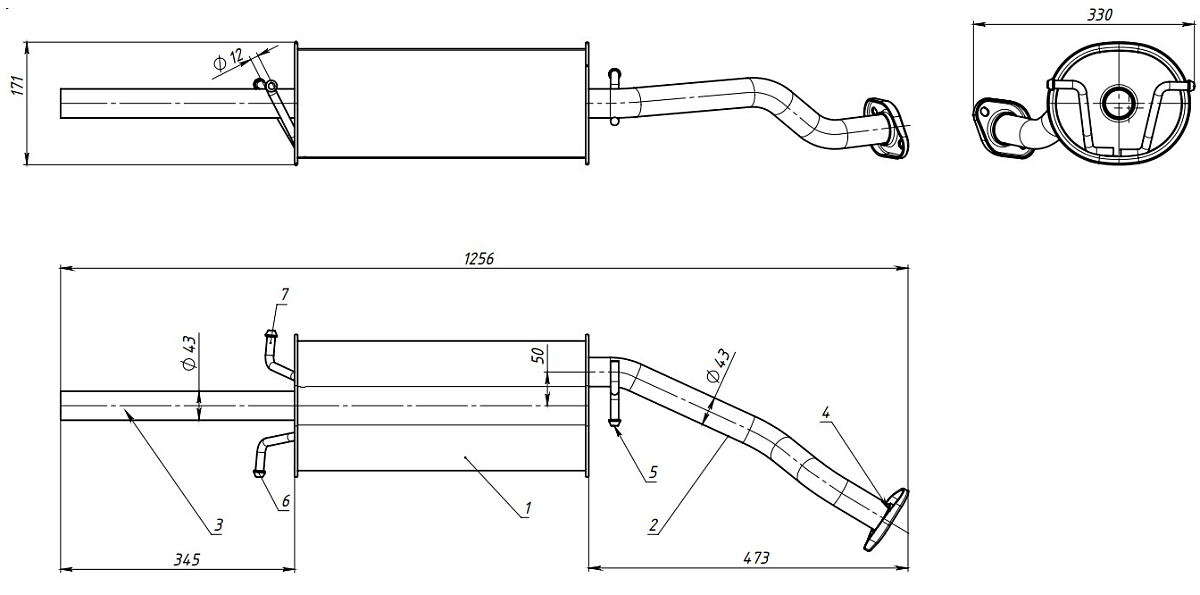 Глушитель для автомобилей Chevrolet/Daewoo Lanos (97-) основной (алюминизированная сталь)