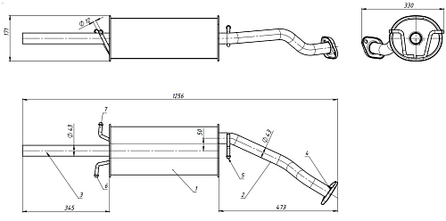 Глушитель для автомобилей Chevrolet/Daewoo Lanos (97-) основной (алюминизированная сталь)