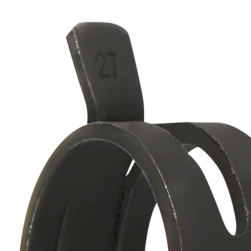 Хомут пружинный 27 (25,2-29/12мм), мин.26мм, самозажимной, хром-цинк(dacromet),черный