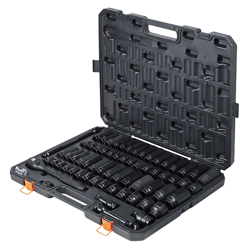 Набор головок ударных 1/2"DR 6гр. 65пр. универсальный (10-24мм, 3/8"-1-1/4") пласт.кейс.