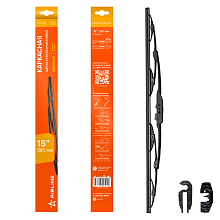 Щетка стеклоочистителя 380 мм (15") каркасная, 2 адаптера