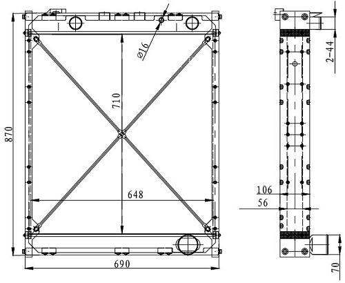 Радиатор охлаждения для автомобилей МАЗ ЯМЗ-238 Е-2