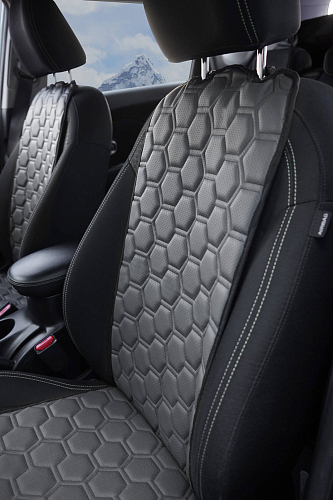 Накидки "Алькантара", передние (2 шт.), экокожа с перфорацией, серые