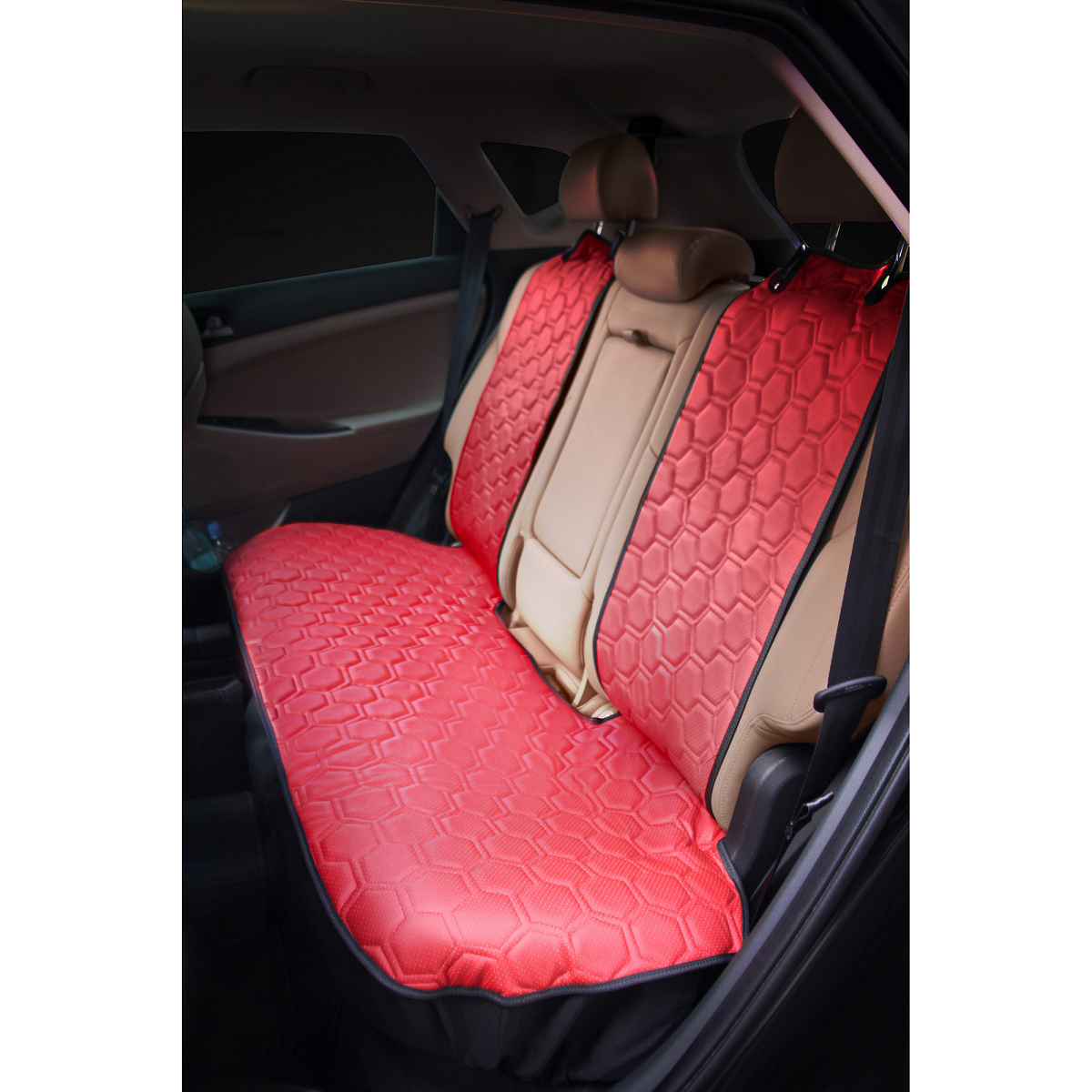 Накидка "Алькантара", задняя (3 предмета), экокожа с перфорацией, красная