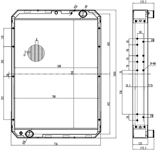 Радиатор охлаждения алюм. для автомобилей КАМАЗ 6520 (Heavy Duty) (повышенная теплоотдача, сердцевина 76мм)