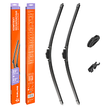 Щетки стеклоочистителя 550/550мм (22"/22") бескаркасные для а/м Audi A6 (97-01)/100 C4 (90-94), Mercedes-Benz GLC-Class (15-)/C-Class (14-), Ford Transit 5 (91-00), комплект, 2 типа адаптеров