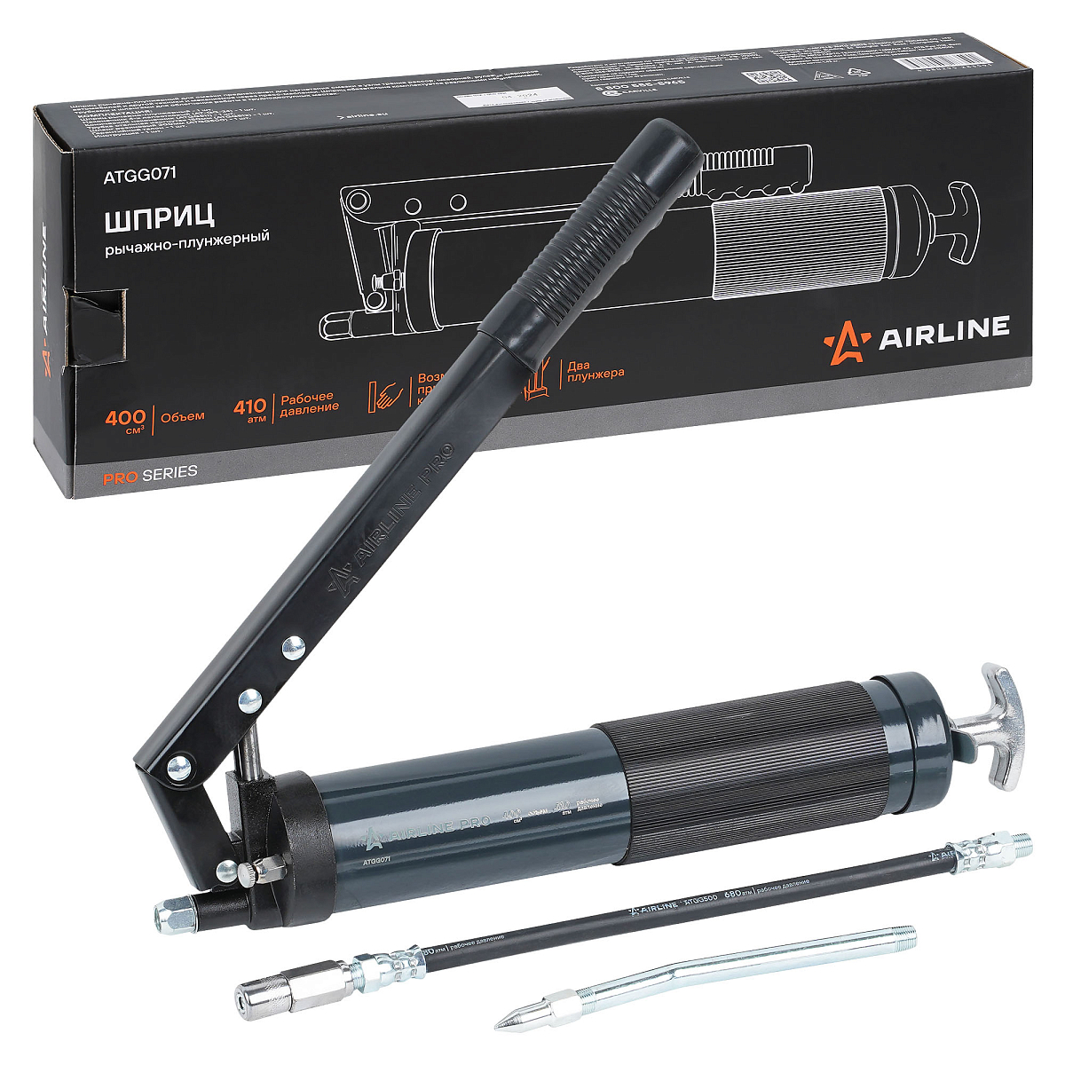 Шприц двухплунжерный 400см3 PRO, клапан уд. воздуха (возможно примен. картриджа)