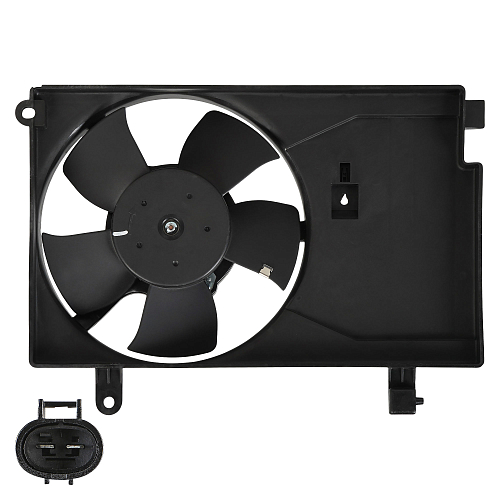 Электровентилятор кондиционера для автомобиля Chevrolet Aveo (02-) (с кожухом)