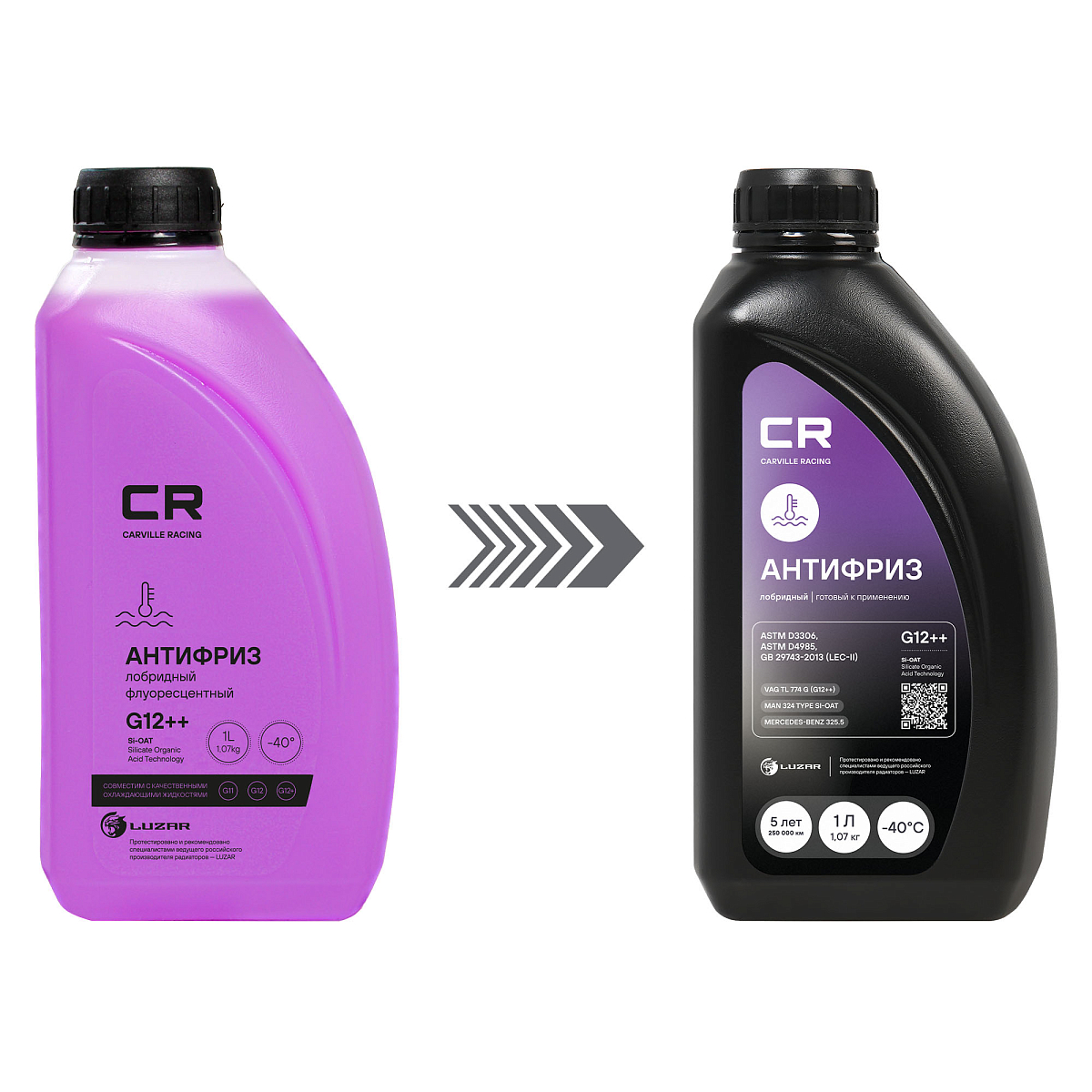 Антифриз лобридный флуоресцентный -40°С, Si-OAT, G12++, 1л/1.07кг