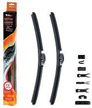 Щетка стеклоочистителя 380 мм (15") бескаркасная, 2 шт. 10 адаптеров