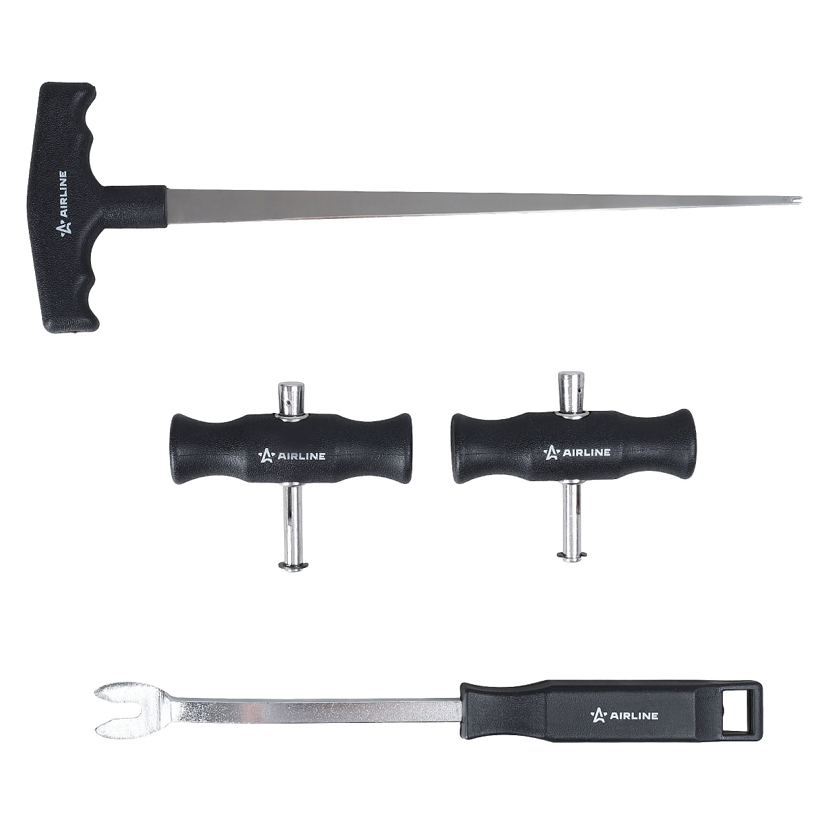 Инструмент для демонтажа стекол, набор 7пр. (нож, рукоять 2шт., струна, съем. клипс, съем. молдингов, шило)