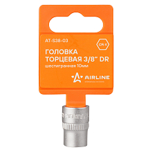 Головка торцевая 3/8"DR шестигранная 10мм, L=25мм пласт.подвес