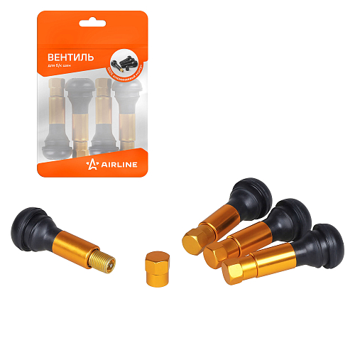 Вентиль для б/к шин TR414C c декор. колпачком, золотой, 4 шт.