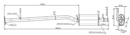 Глушитель для автомобилей Nissan X-Trail T32 (13-) 2.0i дополнительный (резонатор) (алюминизированная сталь)