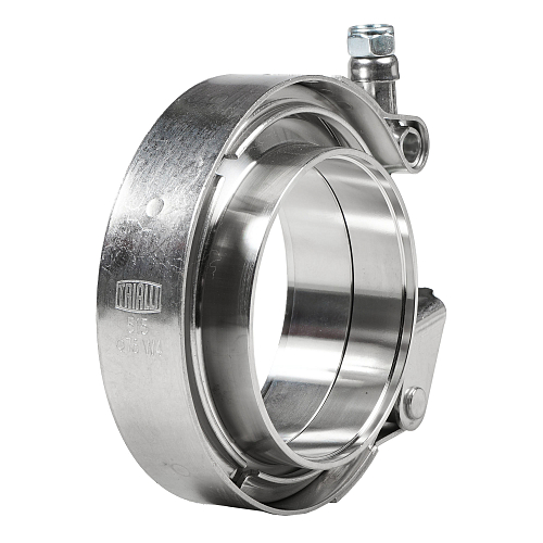 Хомут глушителя V-band быстросъемный (усиленный) с фланцами D=76 мм (нержавеющая сталь)