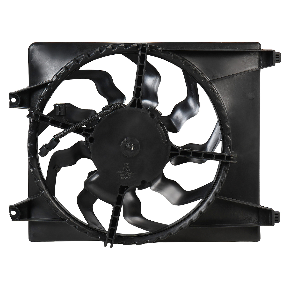 Электровентилятор кондиционера для автомобилей Hyundai Santa Fe II (06-) 2.2D/2.7i (с кожухом)