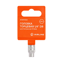 Головка торцевая 1/4"DR шестигранная 5.5мм, L=25мм пласт.подвес