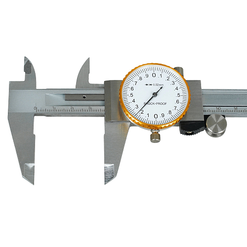 Штангенциркуль стрелочный 150мм, шаг 0.02мм, стальной, глубиномер, кейс