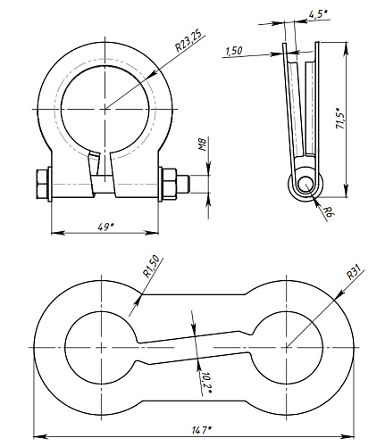 Хомут глушителя кольцевой 48мм.