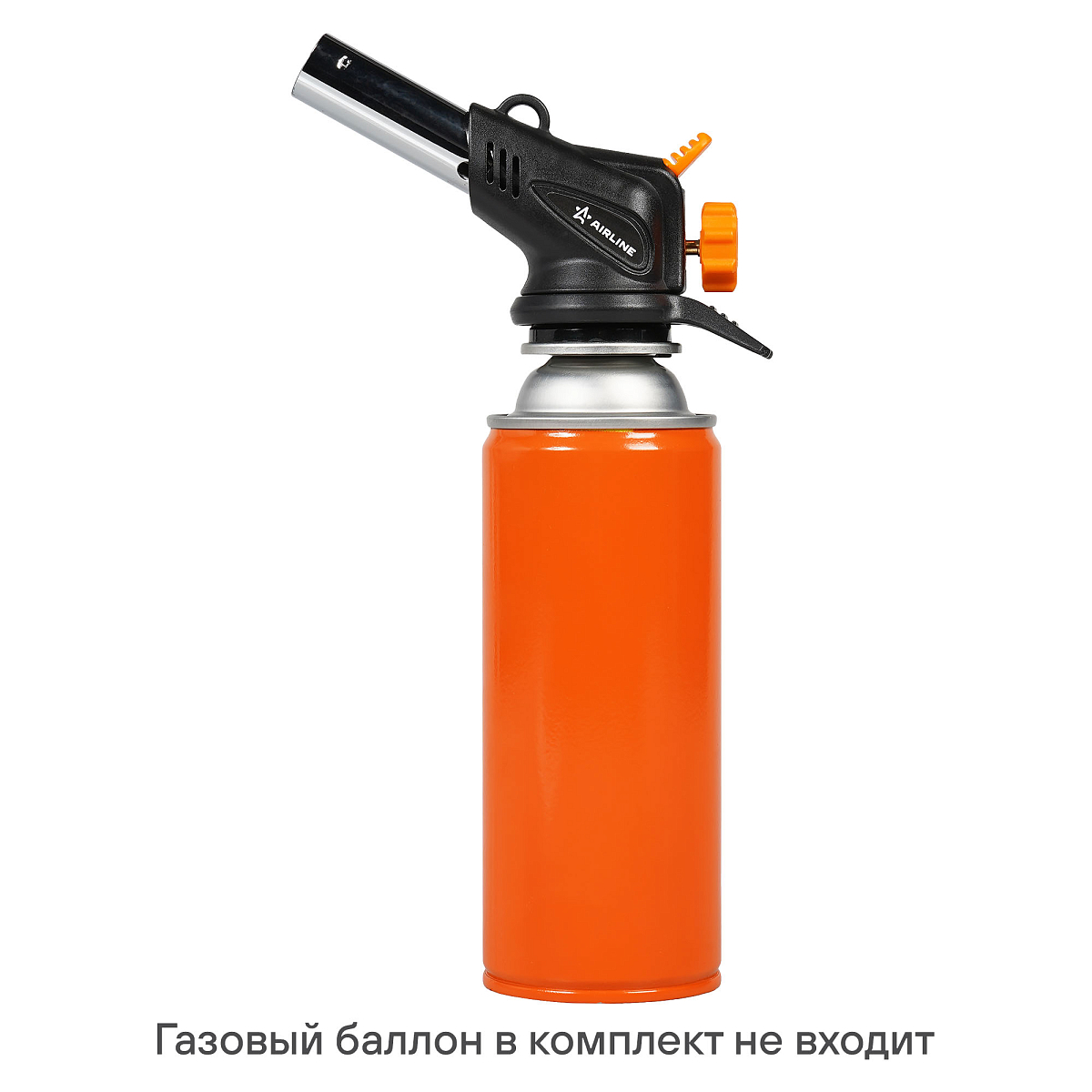 Горелка газовая на цанговый баллон, пьезоподжиг, анти-вспышка, сопло D20 *60 мм, бок.подставка-защита рук