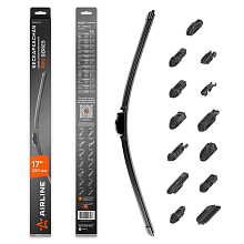 Щетка стеклоочистителя бескаркасная PRO 430мм (17") 13 адаптеров