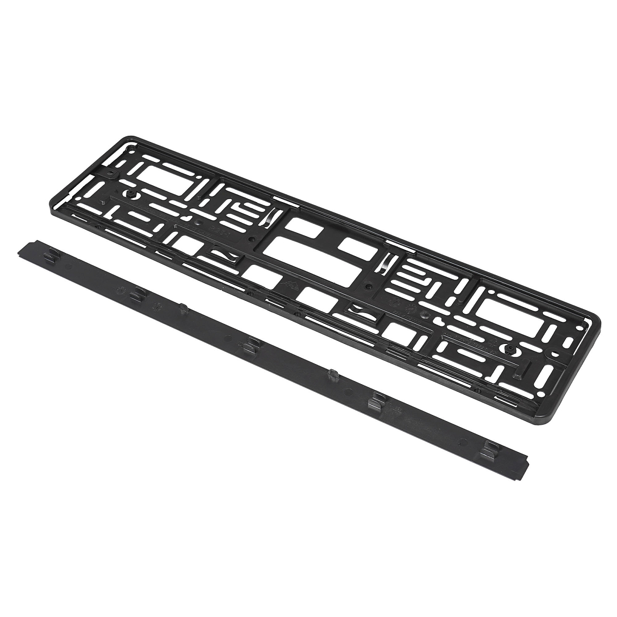 Рамка под номерной знак (без надписи) с нижней запорной планкой, черная