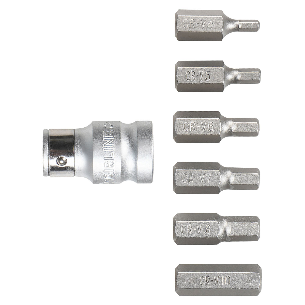 Набор бит вставок шестигранных 3/8" 30мм с держателем бит 1/2"DR 7 пр. в кейсе