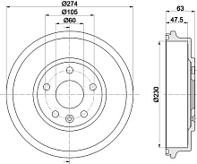 Барабаны тормозные для автомобилей Chevrolet Aveo T300 (11-) d=230 окрашенный