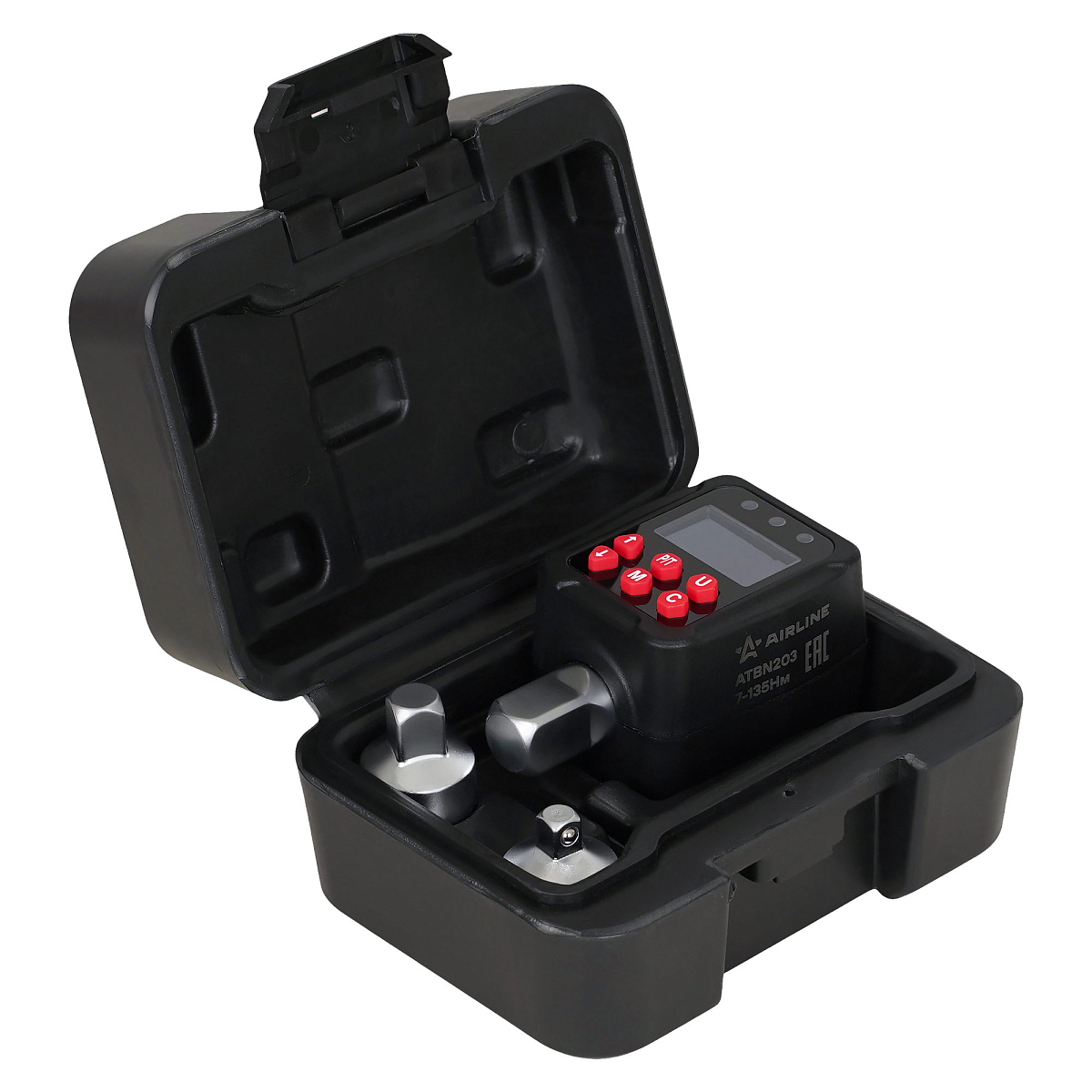 Адаптер динамометрический цифровой 1/2" 7-135Нм, с переходниками (1/4", 3/8"), кейс