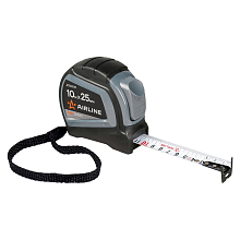 Рулетка в прорезиненном корпусе 10мх25мм PRO, автостоп, дв. зацеп, дв. шкала