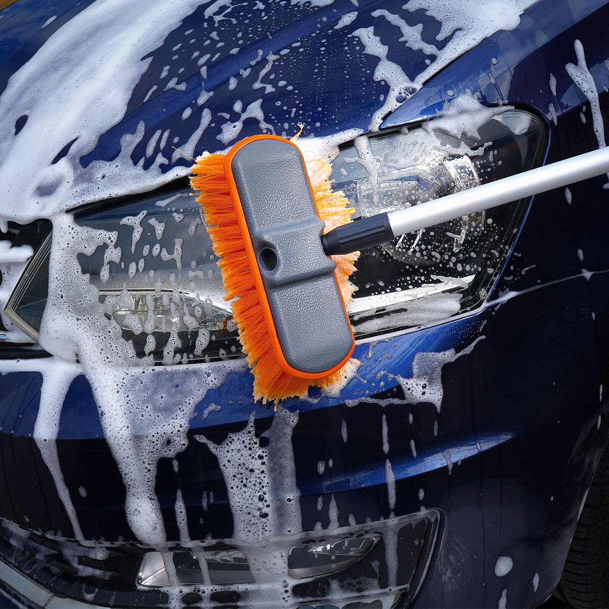 Швабра с насадкой для шланга, щеткой 20см и телескопической ручкой 100-150см