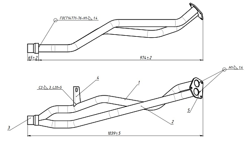 Труба приёмная для автомобилей ГАЗель Бизнес (33021) дв. УМЗ-4215 (алюминизированная сталь)