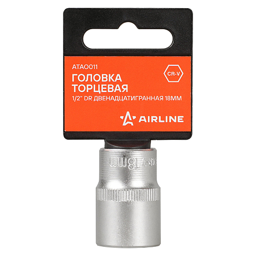 Головка торцевая 1/2"DR двенадцатигранная 18мм, L=38мм пласт.подвес