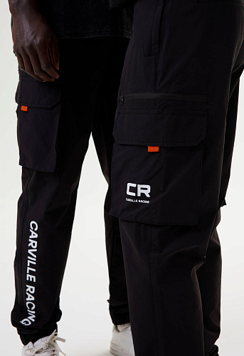 Брюки карго чёрные с принтом лого CR