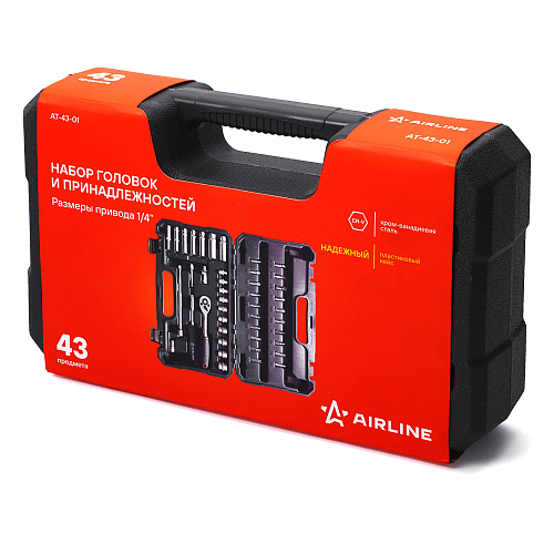 Набор головок и принадлежностей 43пр. (головки 1/4") пласт.кейс