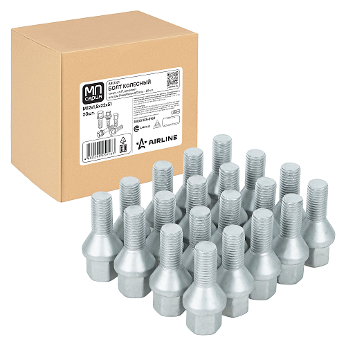 Болт колесный M12x1,5x22x51, конус, ключ 17, дакромет, 20 шт Лада/Renault/Dacia