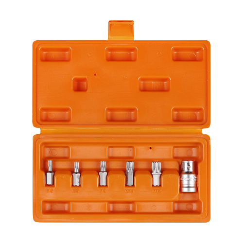 Набор бит вставок SPLINE 3/8" 30мм с держателем бит 1/2"DR 6 пр. блистер