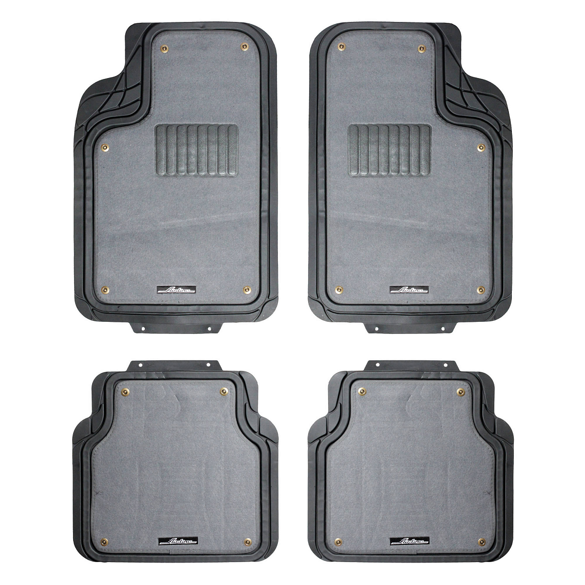 Ковры полимерные с отстегивающимся ковролином в салон автомобиля универсальные, цвет сер./черн., компл. 4 шт.