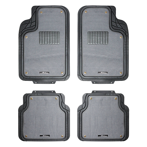 Ковры полимерные с отстегивающимся ковролином в салон автомобиля универсальные, цвет сер./черн., компл. 4 шт.