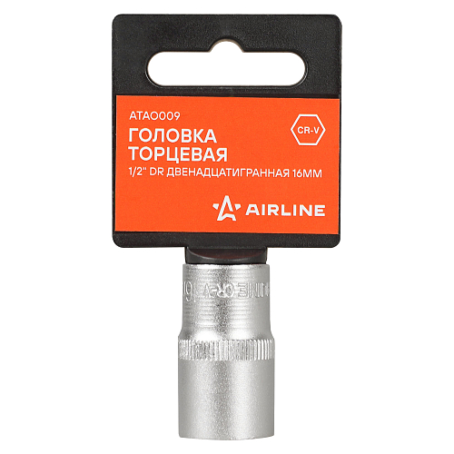 Головка торцевая 1/2"DR двенадцатигранная 16мм, L=38мм пласт.подвес