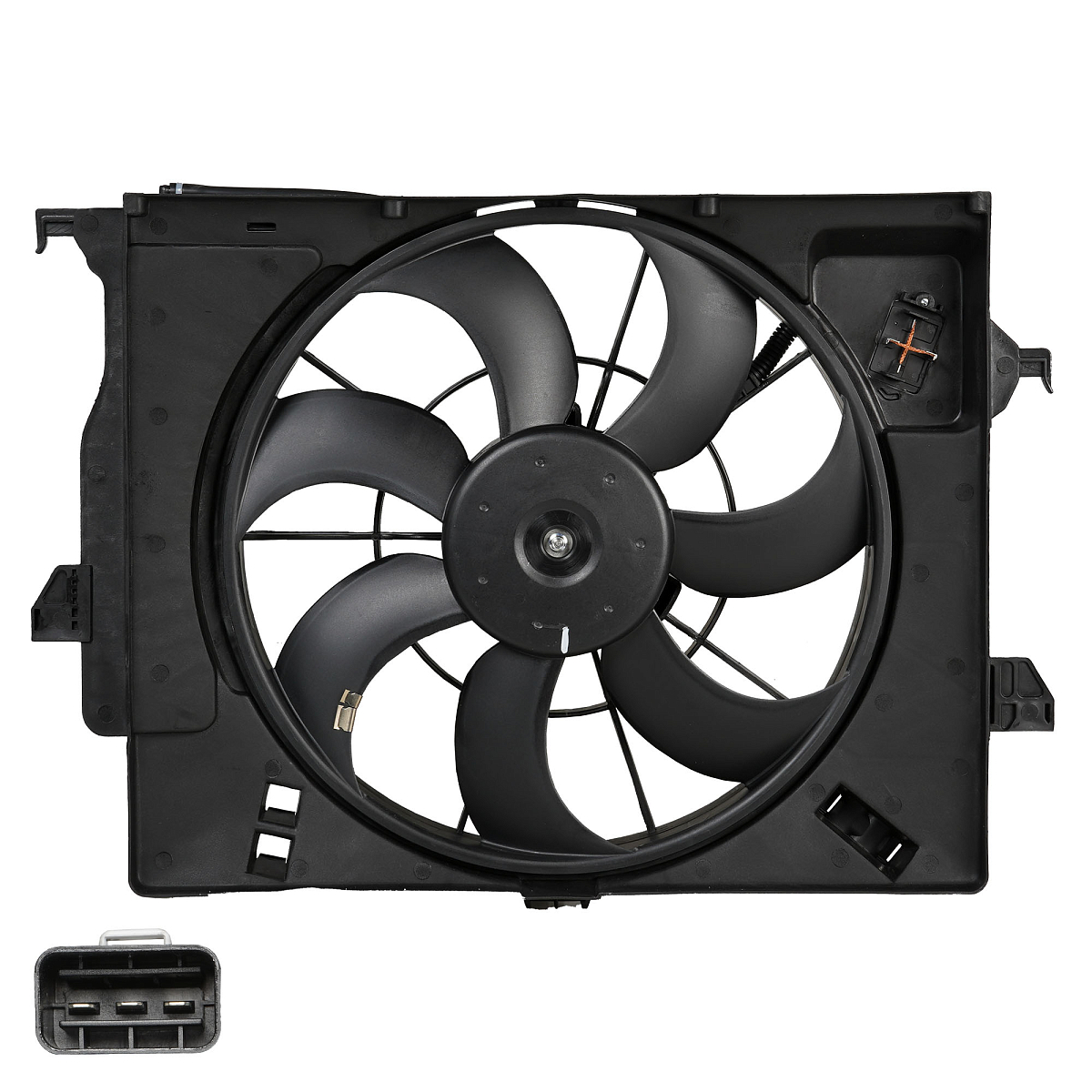 Электровентилятор охлаждения для автомобилей Hyundai Solaris (10-)/KIA Rio (10-) (с кожухом) A/C-