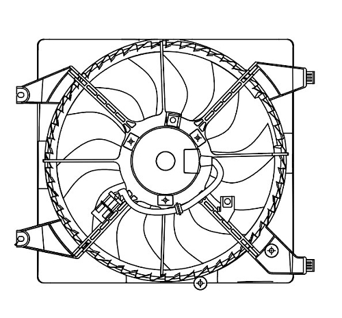 Электровентилятор охлаждения для автомобилей Hyundai Santa Fe II (06-) 2.2D/2.7i (с кожухом)