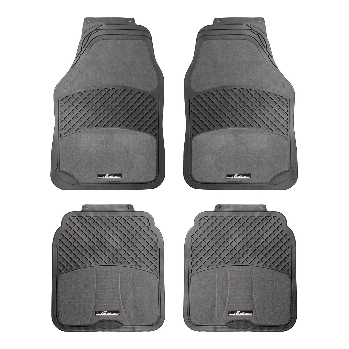 Ковры полимерные с ковролин. вставками в салон автомобиля, универсальные, цвет черн./сер., компл. 4 шт.
