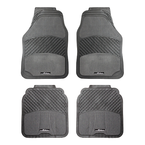 Ковры полимерные с ковролин. вставками в салон автомобиля, универсальные, цвет черн./сер., компл. 4 шт.