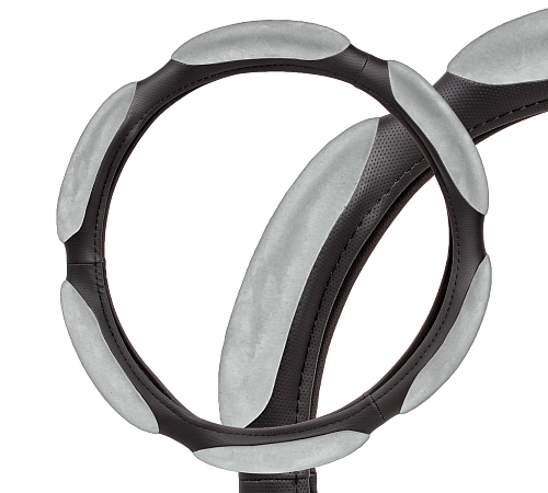 Оплетка на руль, спонжевая, серая, 40 см / L