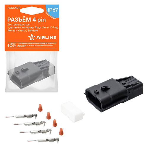 Разъём 4 pin без проводов для датчика кислорода Лада Vesta, X-Ray, Renault Kaptur, Sandero